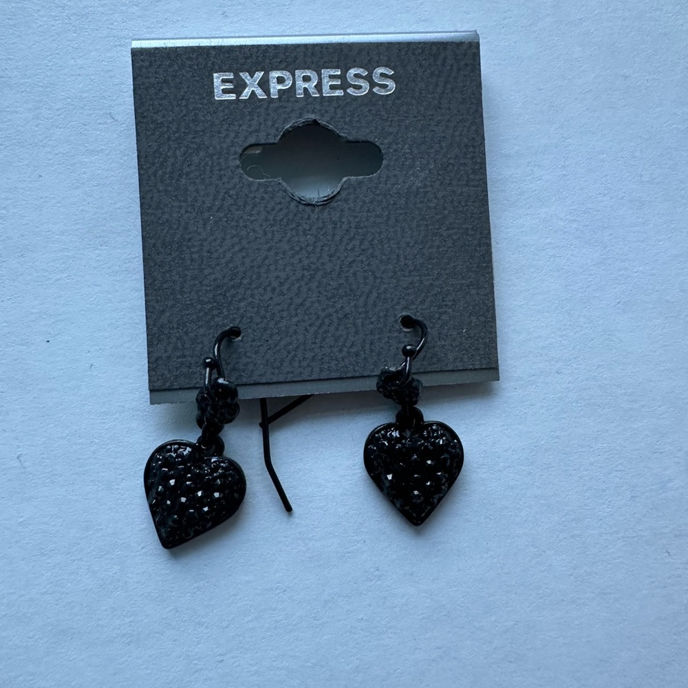 Express Black Heart Earrings